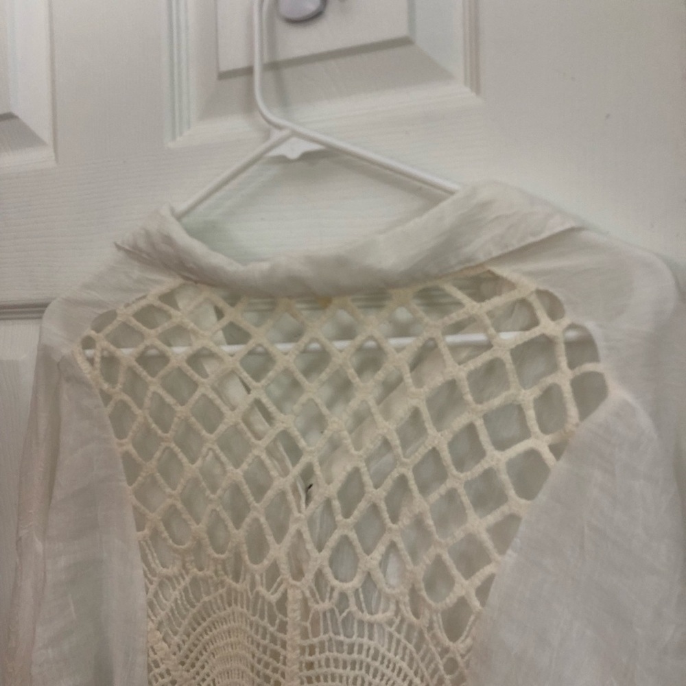 Dylan Crochet Open Back Lightweight Button Down I… - image 8